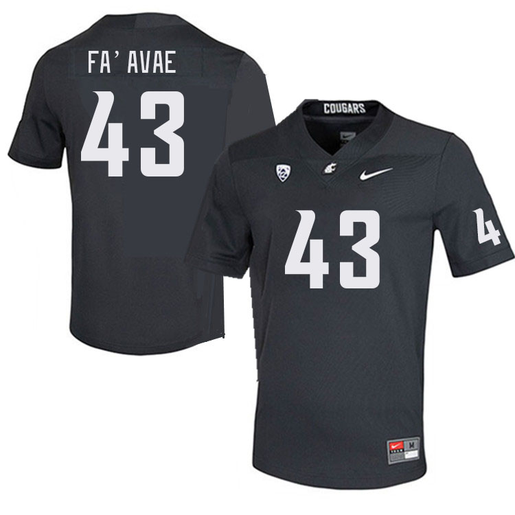 Men #43 Tai Fa'avae Washington State Cougars College Football Jerseys Stitched Sale-Charcoal - Click Image to Close